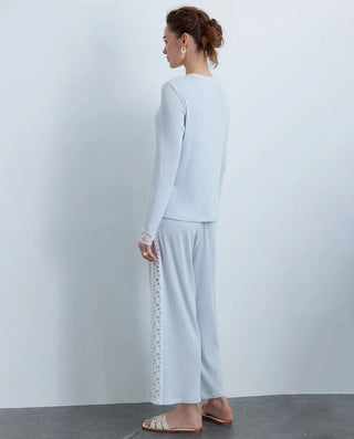 Aimer Lace Applique Long Sleeve Two-Piece Set