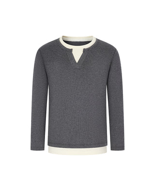 AIMER KIDS Mock Two-Piece Round-Neck Base-Layer Top