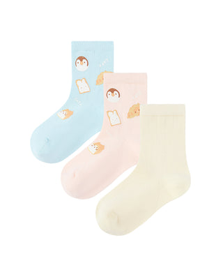 AIMER KIDS Girls' Strawberry Pattern Socks 3-Piece