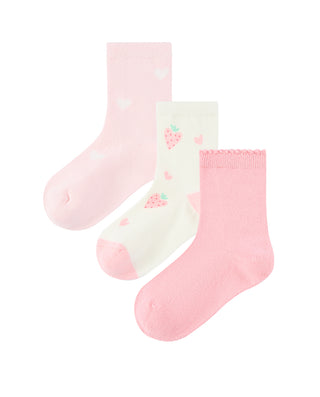 AIMER KIDS Girls' Strawberry Pattern Socks 3-Piece