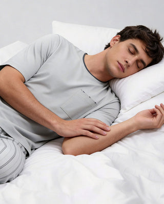 Aimer Men Algae Sleepwear Crewneck Short-Sleeve Top