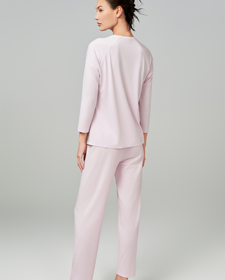 Aimer Classic Long Sleeve Pajamas Set with Seaweed Fiber