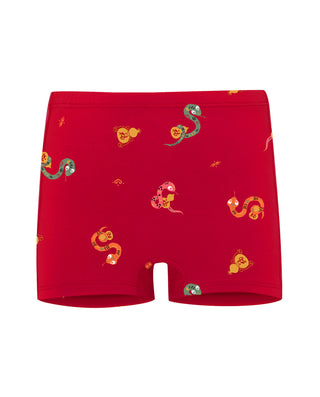 Aimer Kids Red Zodiac Mid-rise Boyshorts For Girls