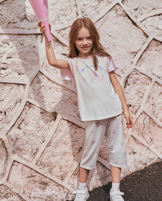 Aimer Kids Milk Short-sleeve Tops Homewear For Girls