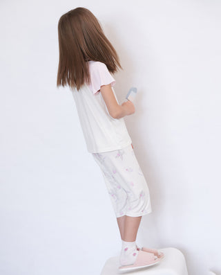 Aimer Kids Milk Short-sleeve Tops Homewear For Girls