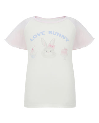 Aimer Kids Milk Short-sleeve Tops Homewear For Girls