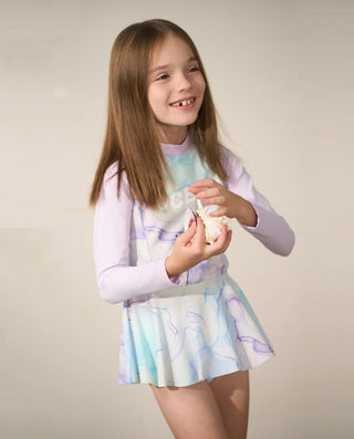 Aimer Kids Long-sleeved Skirt Swimsuit For Girl