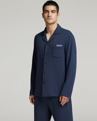 Aimer Men Blue Long sleeves Pajama Set