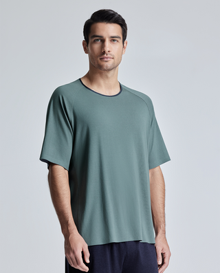 Aimer Men Crew Neck Sleep T-Shirts with Seaweed Fiber