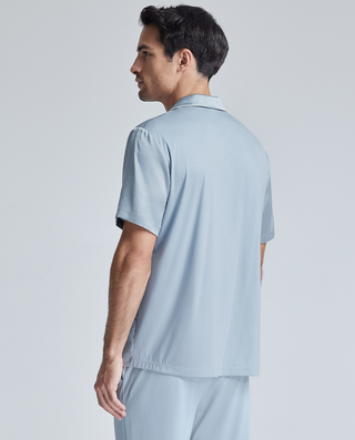 Aimer Men Cool-feeling Silk Sleep Shirt