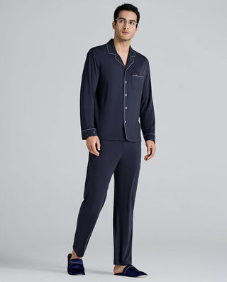 Aimer Men Milk Fiber Collection Camp Collar Pajamas Set