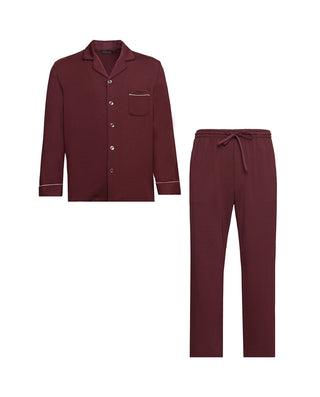Aimer Men Milk Fiber Red Long Sleeves Pajama Set