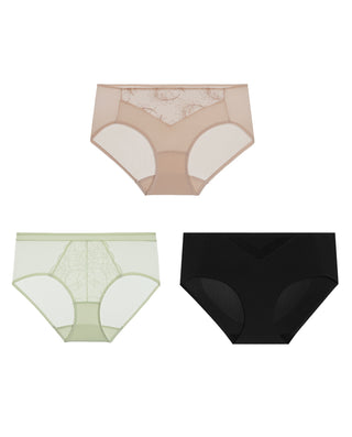 Aimer Mid-rise Lace Boyshorts 3 Packs