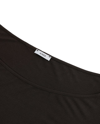 AIMER Algae Boat Neck Long Sleeve Top
