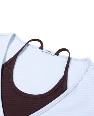 AIMER Mock Two-Piece Long Sleeve Set