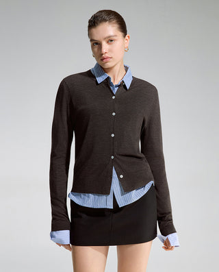 AIMER Cardigan Long Sleeve Top