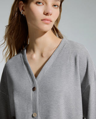 AIMER V-Neck Cardigan Long Sleeve Set