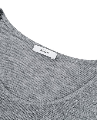AIMER Crew Neck Half Sleeve Sequin Top