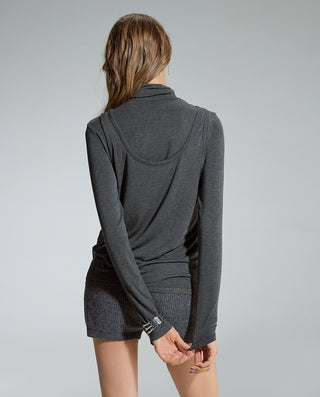 AIMER Cashmeren  Stand Collar Long Sleeve Top Tank Set