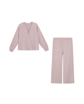 AIMER V-Neck Cardigan Long Sleeve Set