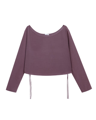 AIMER Algae Boat Neck Long Sleeve Top