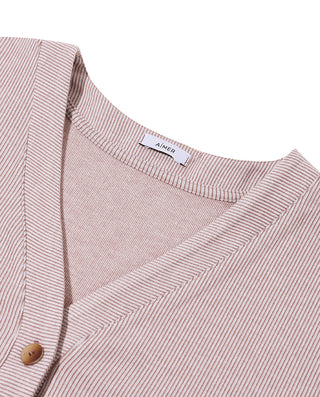 AIMER V-Neck Cardigan Long Sleeve Set