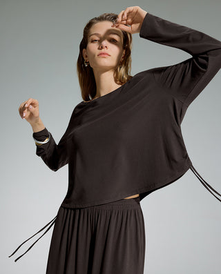 AIMER Algae Boat Neck Long Sleeve Top