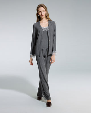 AIMER 3-Piece Cardigan Bra Tank Pants