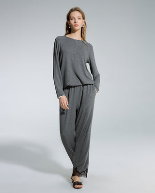 AIMER Crew Neck Long Sleeve Jumpsuit