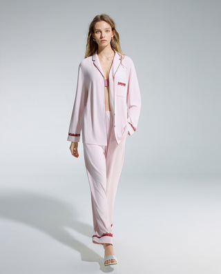 AIMER Collared Cardigan Long Sleeve Pants Set