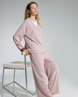 AIMER V-Neck Cardigan Long Sleeve Set
