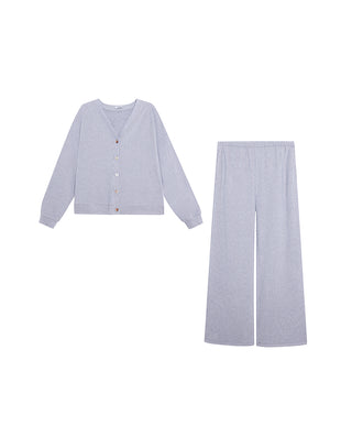 AIMER V-Neck Cardigan Long Sleeve Set