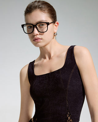 AIMER Suede Square Neck Soft Tank