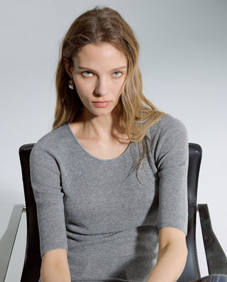 AIMER Crew Neck Half Sleeve Sequin Top