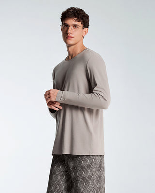 AIMER MEN Algae Crew Neck Long Sleeve Sleepwear Top
