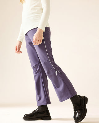 AIMER KIDS Early Autumn Bowknot Flared Pants for Girls