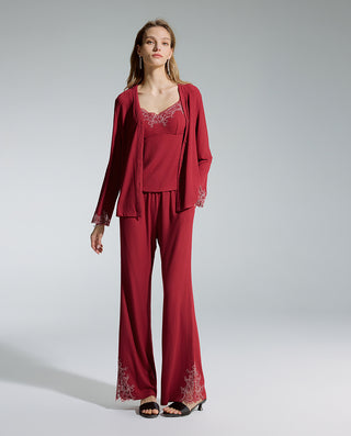 AIMER 3-Piece Cardigan Bra Tank Pants