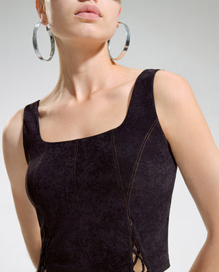 AIMER Suede Square Neck Soft Tank