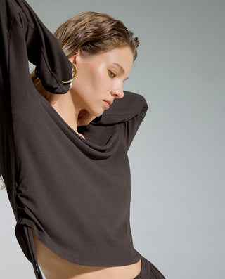AIMER Algae Boat Neck Long Sleeve Top