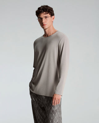 AIMER MEN Algae Crew Neck Long Sleeve Sleepwear Top