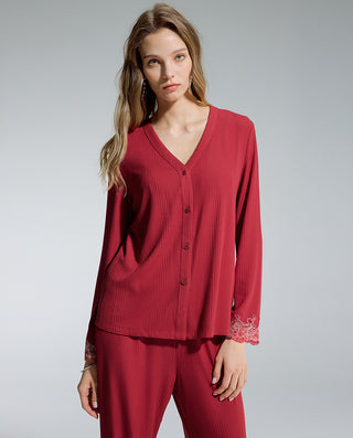 AIMER 3-Piece Cardigan Bra Tank Pants