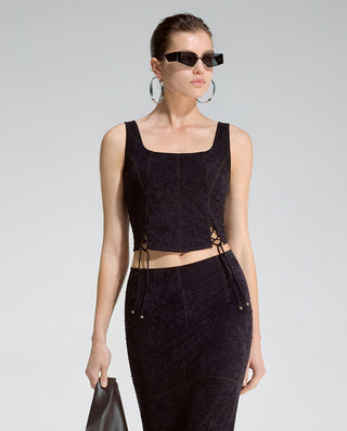 AIMER Suede Square Neck Soft Tank