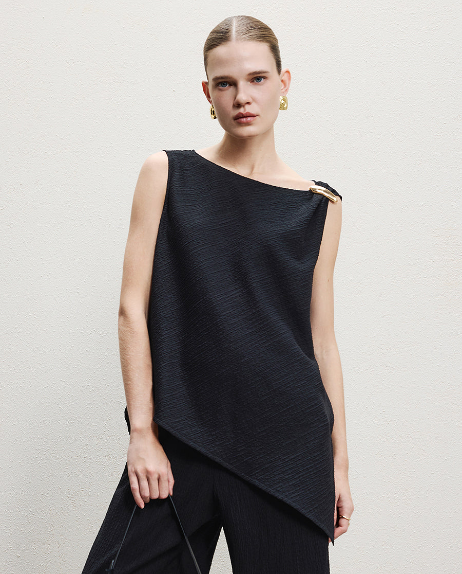 AIMER CHUANG Cotton Round Neck Sleeveless Top