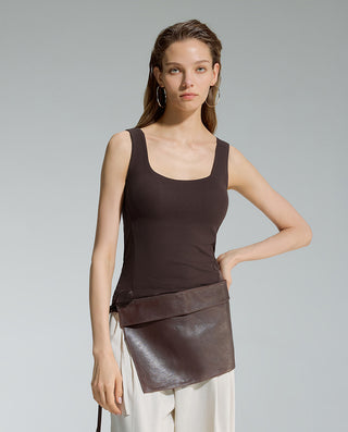 AIMER Cashmere Neck Wide Strap Bra-In Tank