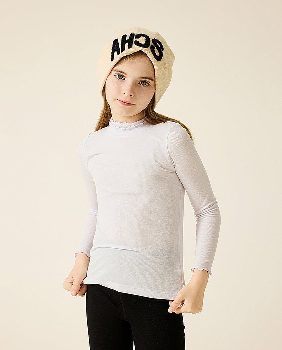 AIMER KIDS Milk High-Neck Base Top for Girls