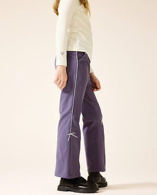 AIMER KIDS Early Autumn Bowknot Flared Pants for Girls