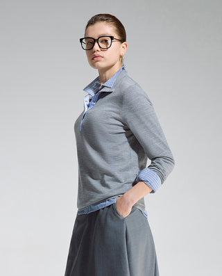 AIMER Half-Button Long Sleeve Top