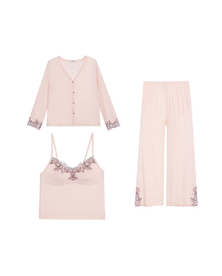 AIMER 3-Piece Cardigan Bra Tank Pants