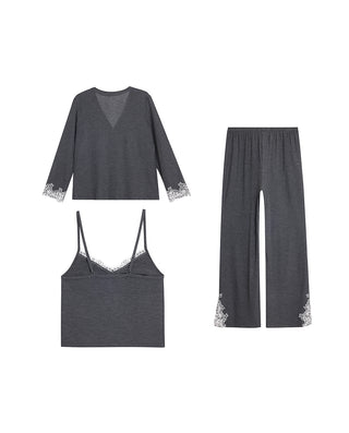 AIMER 3-Piece Cardigan Bra Tank Pants