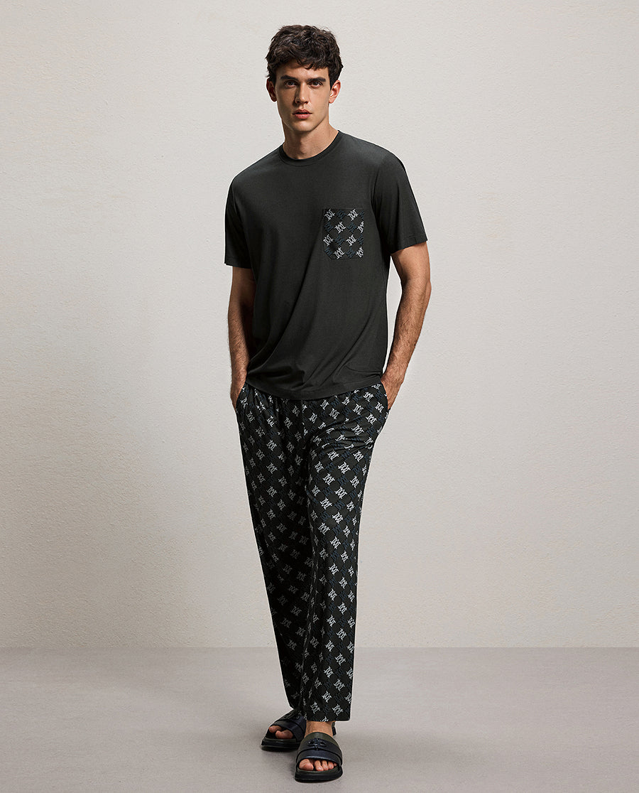 Aimer Men Silk Home Pants